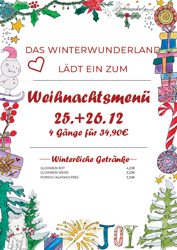 Leckeres Menü an Weihnachten auf der Haumühle!